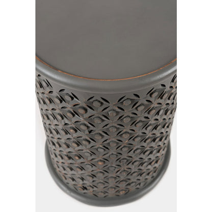 Decker Distressed Hardwood Global Drum End Table