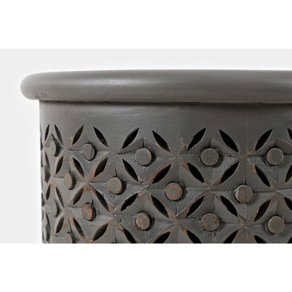 Decker Distressed Hardwood Global Drum End Table