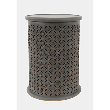 Decker Distressed Hardwood Global Drum End Table