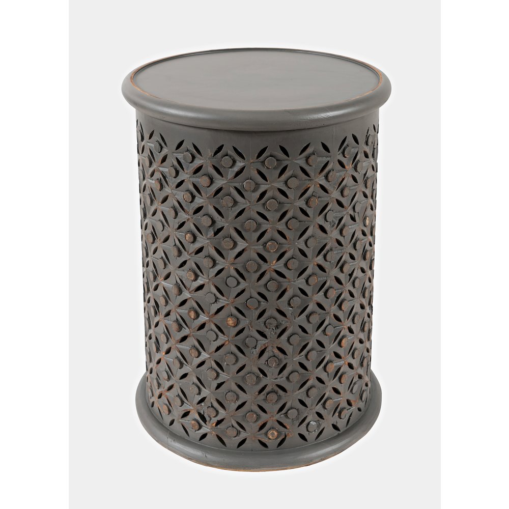 Decker Distressed Hardwood Global Drum End Table