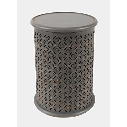 Decker Distressed Hardwood Global Drum End Table