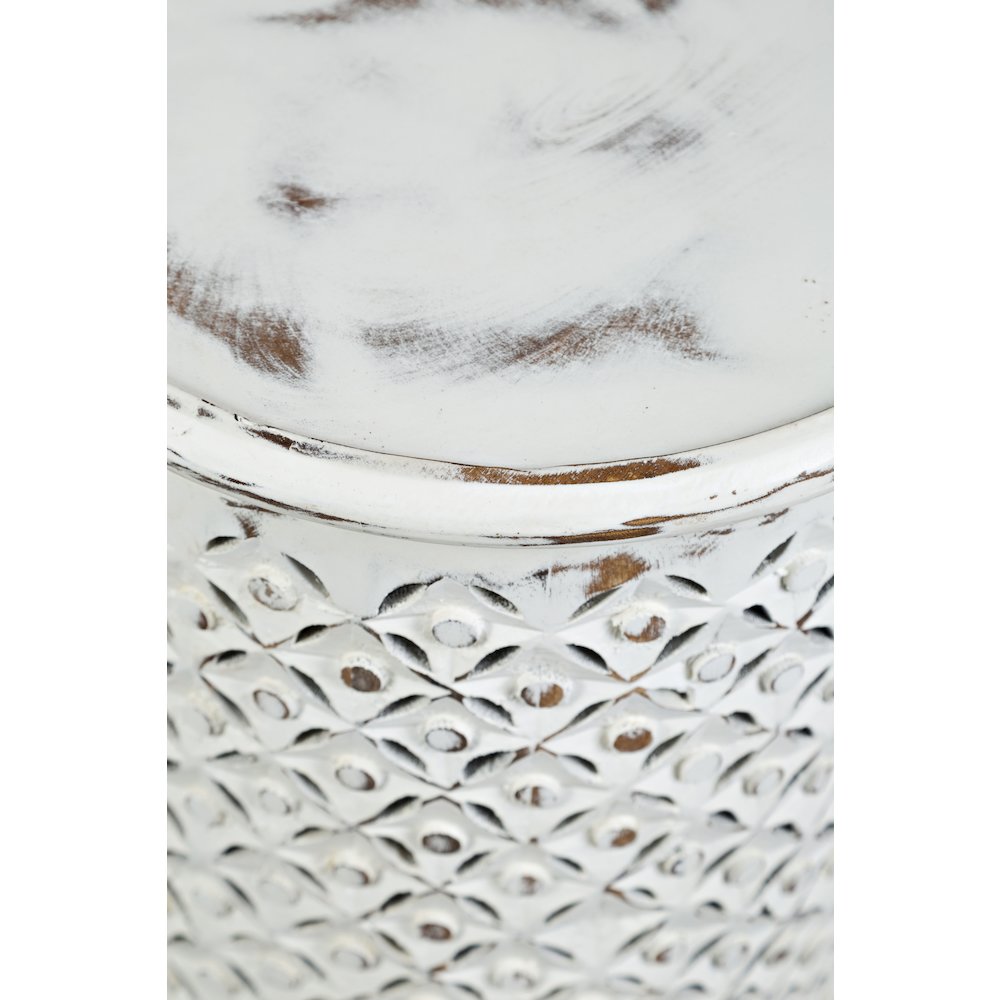 Decker Distressed Hardwood Global Drum End Table