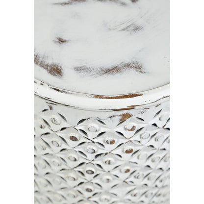 Decker Distressed Hardwood Global Drum End Table