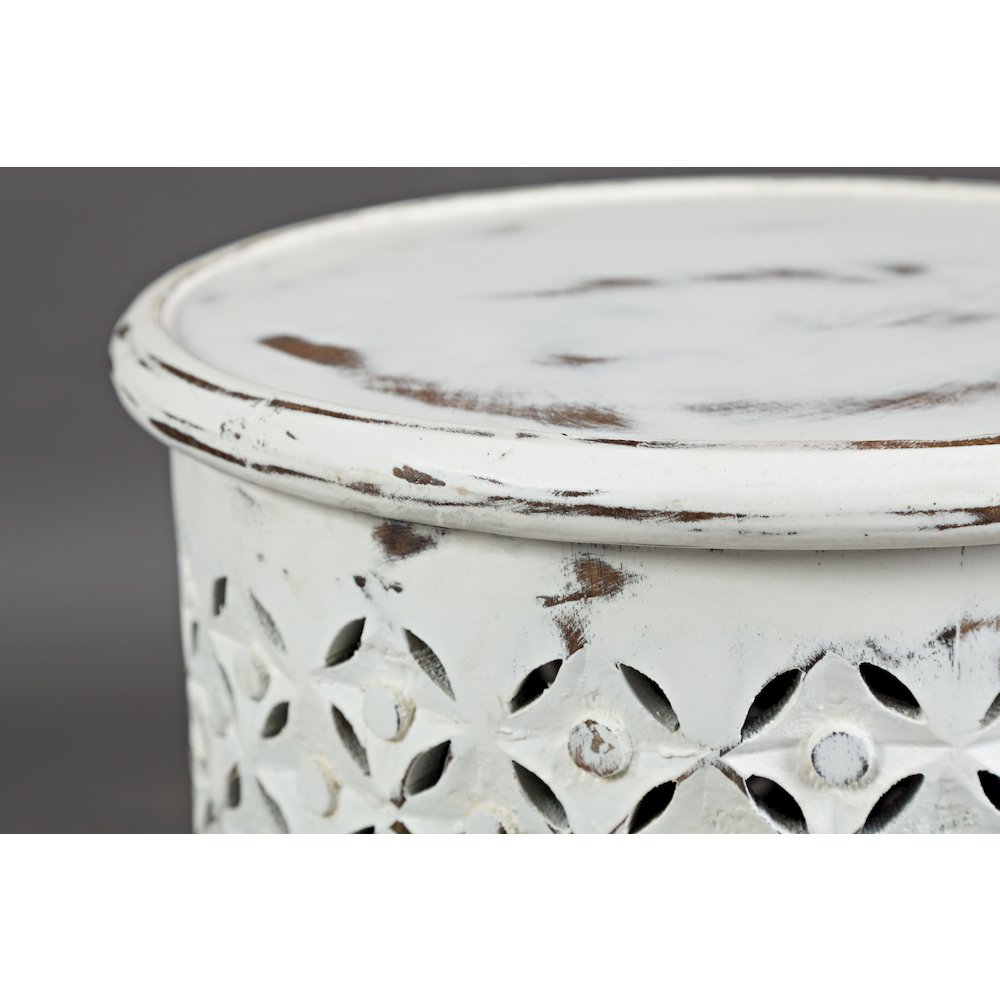 Decker Distressed Hardwood Global Drum End Table