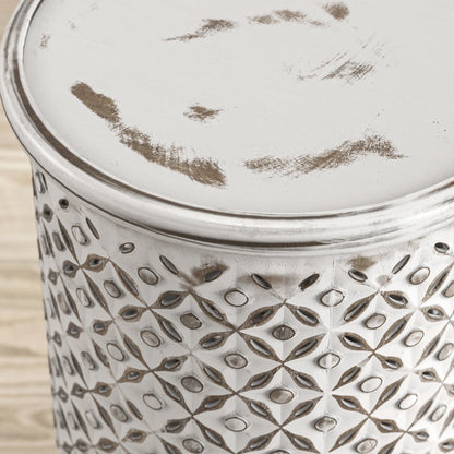 Decker Distressed Hardwood Global Drum End Table