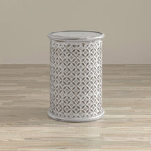 Decker Distressed Hardwood Global Drum End Table