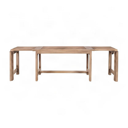 Solid Mango Hardwood Entryway Bench with Distressed Mid-Century Finish, Buff