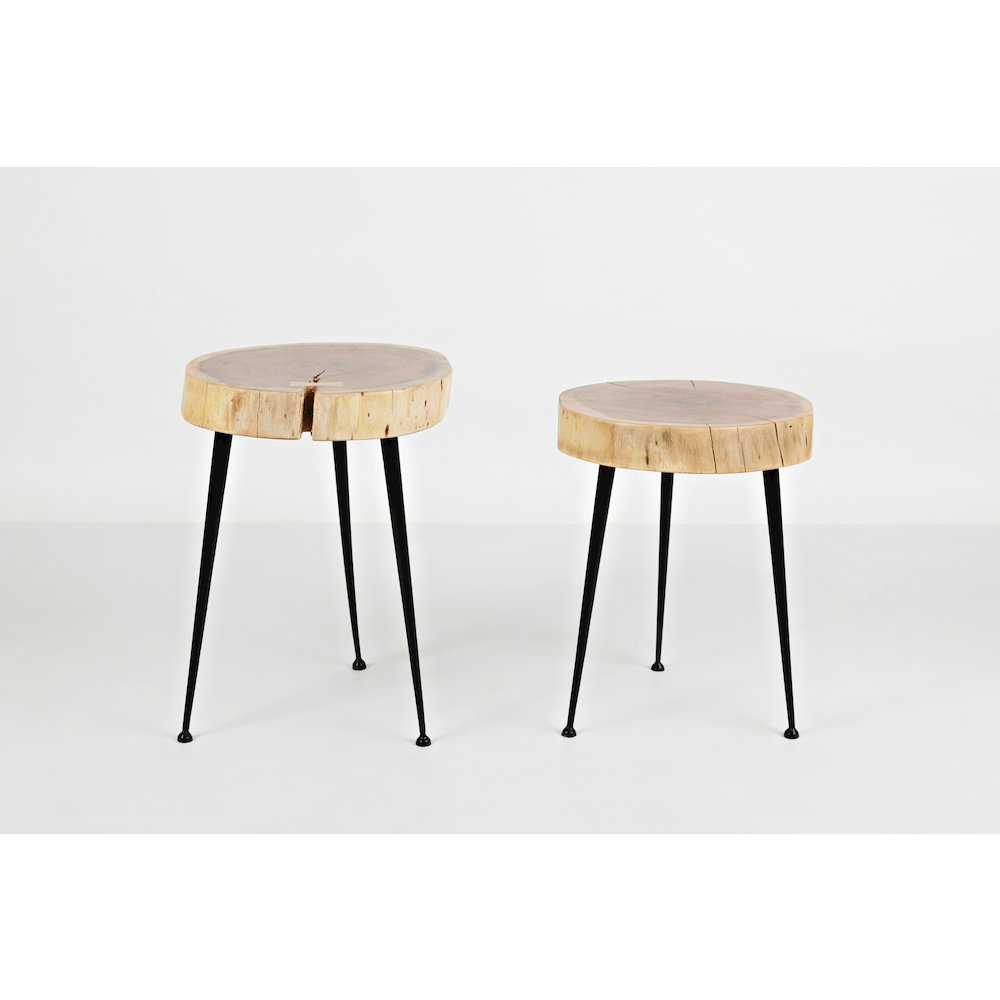 Global Archive Flat-Pack Wood and Iron Accent Tables (Set of 2)