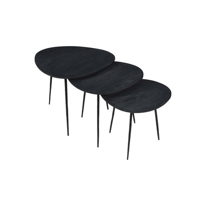 Reeves Abstract Contemporary Solid Acacia Wood Nesting End Tables (Set of 3)