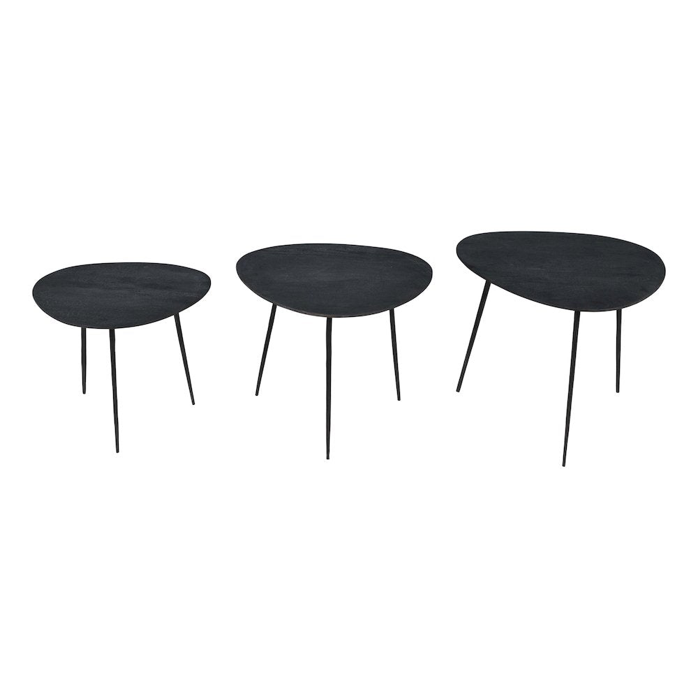 Reeves Abstract Contemporary Solid Acacia Wood Nesting End Tables (Set of 3)