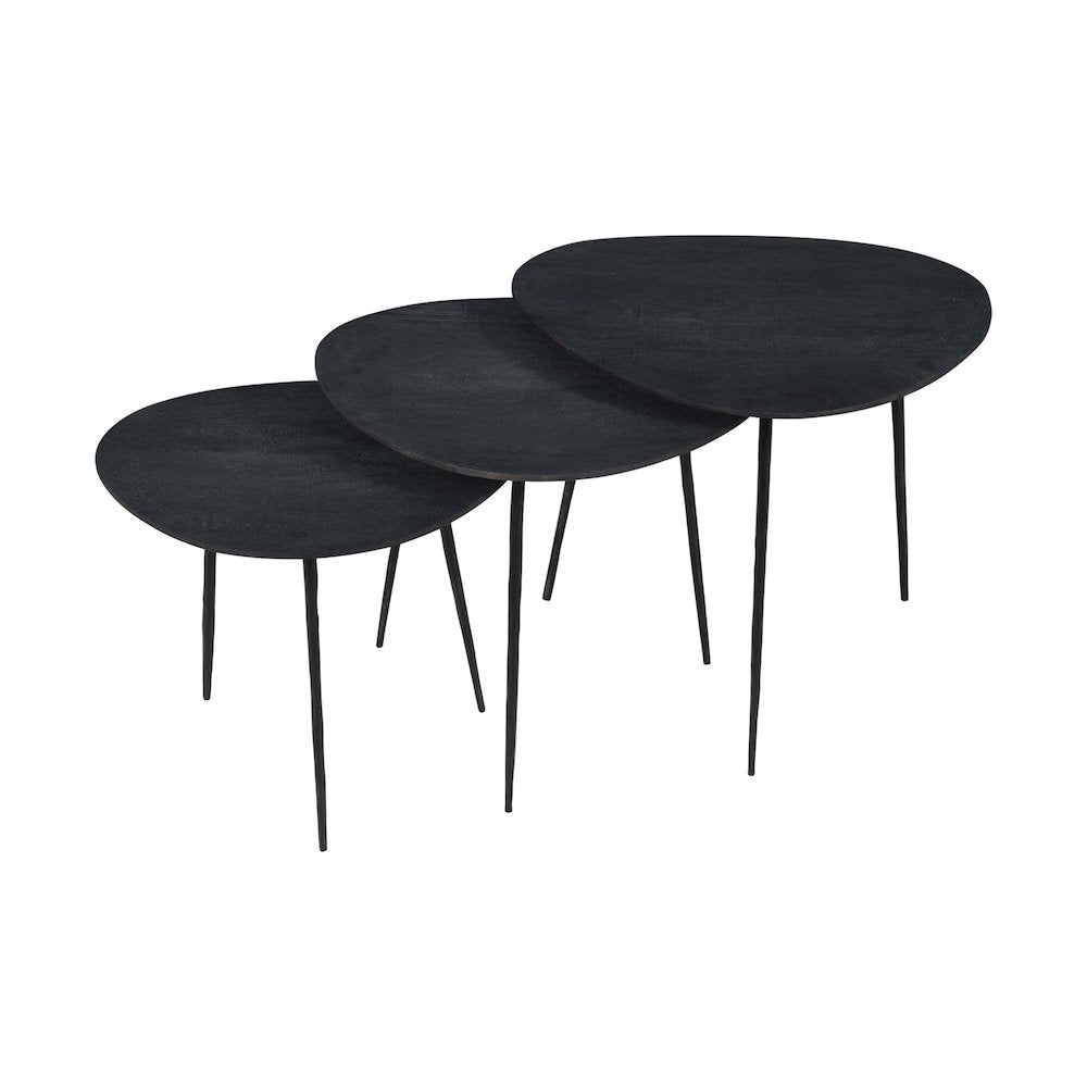 Reeves Abstract Contemporary Solid Acacia Wood Nesting End Tables (Set of 3)