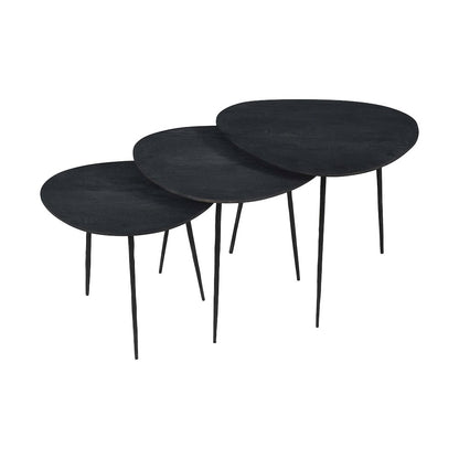 Reeves Abstract Contemporary Solid Acacia Wood Nesting End Tables (Set of 3)