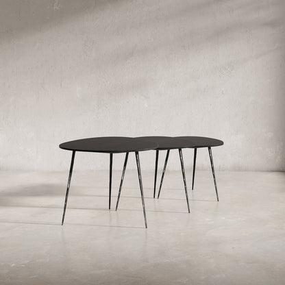 Reeves Abstract Contemporary Solid Acacia Wood Nesting End Tables (Set of 3)