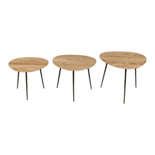 Reeves Abstract Contemporary Solid Acacia Wood Nesting End Tables (Set of 3)