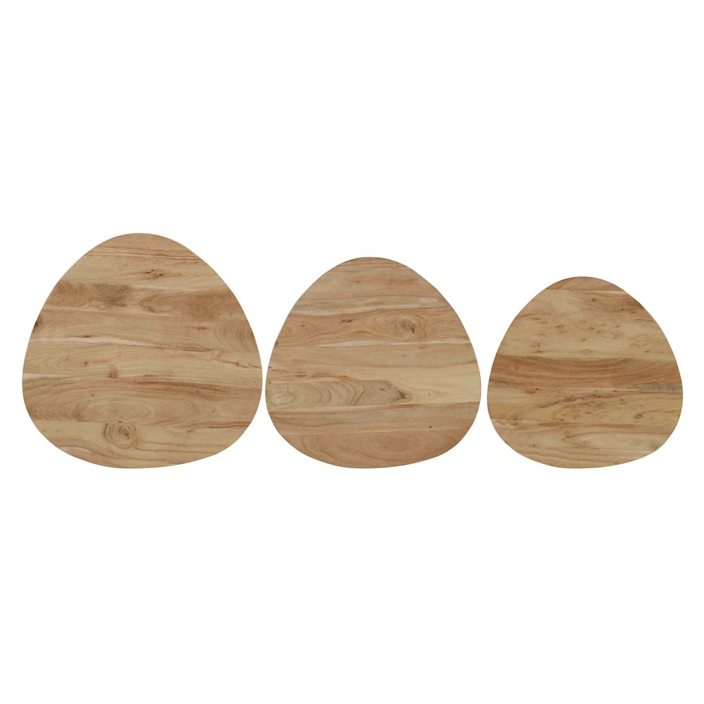 Reeves Abstract Contemporary Solid Acacia Wood Nesting End Tables (Set of 3)