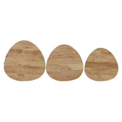 Reeves Abstract Contemporary Solid Acacia Wood Nesting End Tables (Set of 3)
