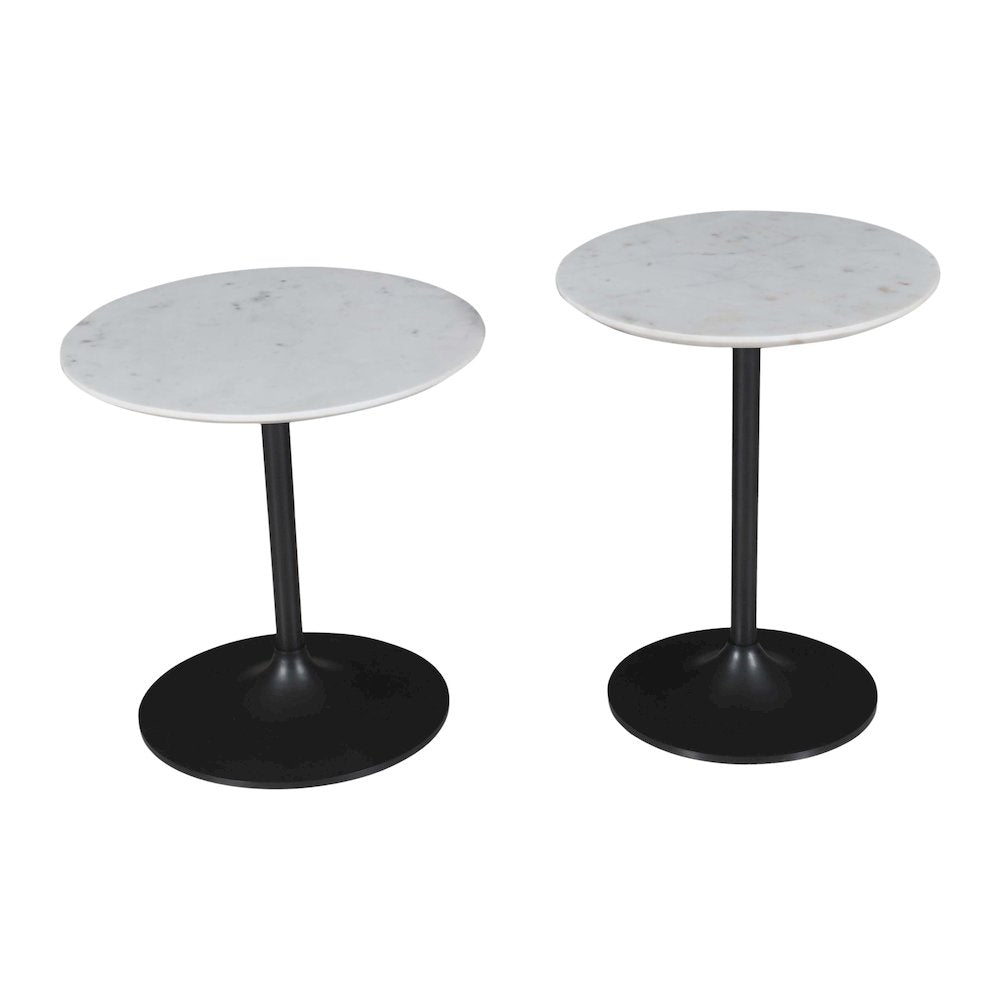 Camille Solid Marble and Iron Modern Luxury Accent Tables (Set of 2)