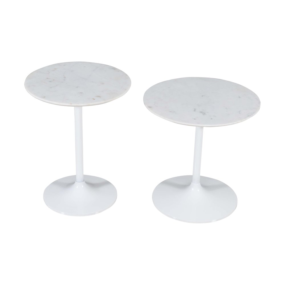 Camille Solid Marble and Iron Modern Luxury Accent Tables (Set of 2)