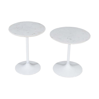 Camille Solid Marble and Iron Modern Luxury Accent Tables (Set of 2)