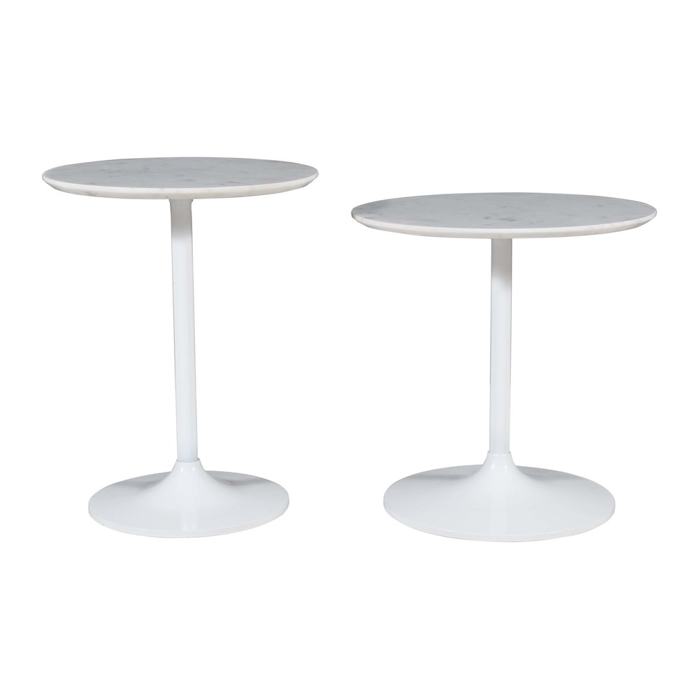 Camille Solid Marble and Iron Modern Luxury Accent Tables (Set of 2)