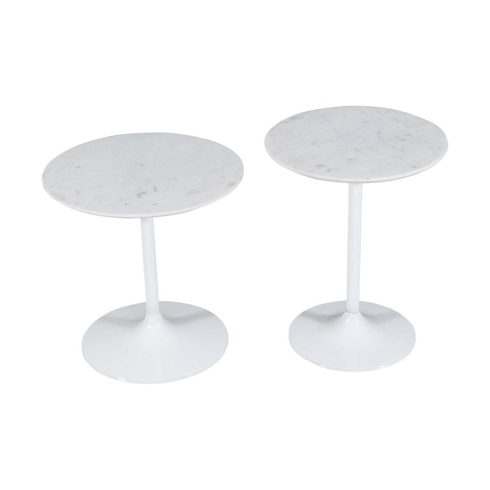 Camille Solid Marble and Iron Modern Luxury Accent Tables (Set of 2)
