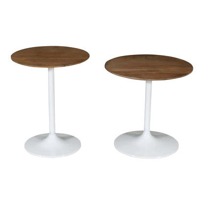 Remy Solid Wood and Iron Modern Pedestal Accent Tables (Set of 2)