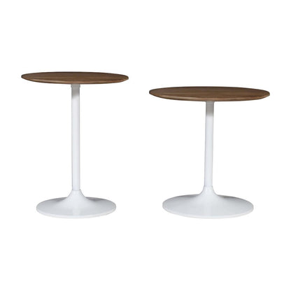 Remy Solid Wood and Iron Modern Pedestal Accent Tables (Set of 2)