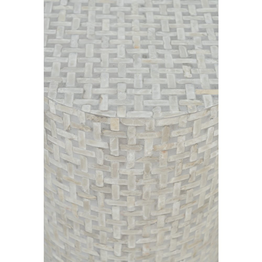 Global Archive Round Terrazzo Handcrafted Capiz Shell Accent Table