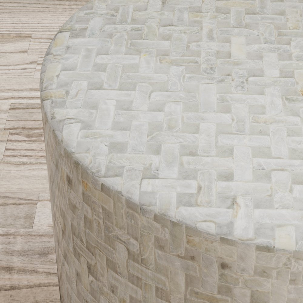 Global Archive Round Terrazzo Handcrafted Capiz Shell Accent Table