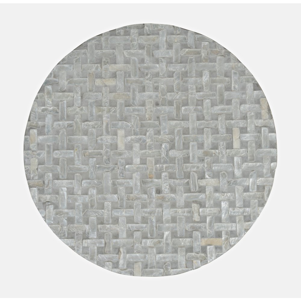 Global Archive Round Terrazzo Handcrafted Capiz Shell Accent Table