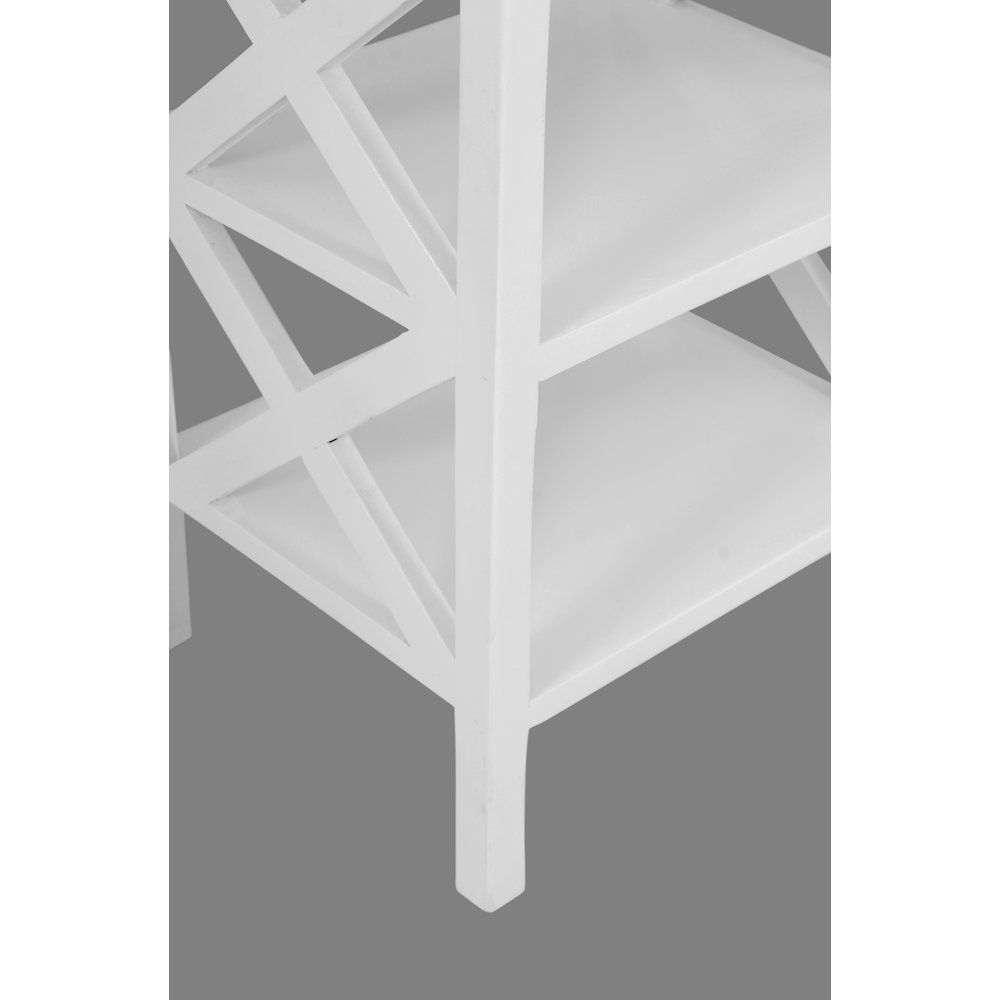 Global Archive Solid Wood Rustic Modern X-Side Accent Bookcase with Two Shelves