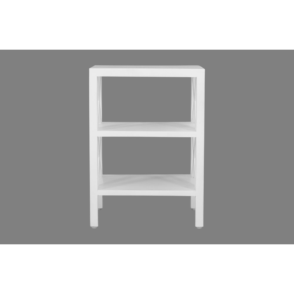 Global Archive Solid Wood Rustic Modern X-Side Accent Bookcase with Two Shelves
