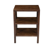 Global Archive Solid Wood Rustic Modern X-Side Accent Table with Two Shelves