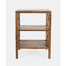 Global Archive Solid Wood Rustic Modern X-Side Accent Bookcase with Two Shelves