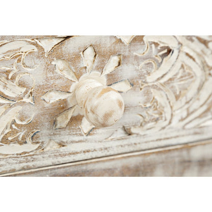 Global Archive Hand Carved Mango Wood Accent Table