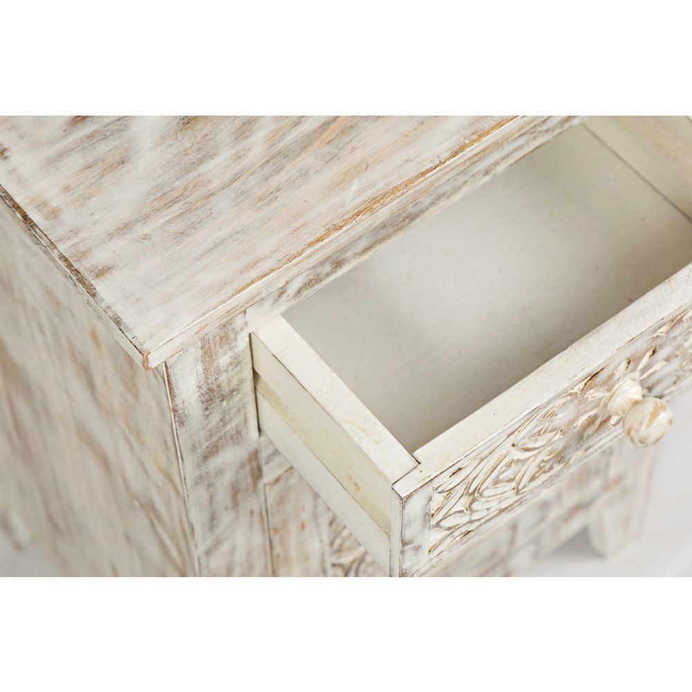 Global Archive Hand Carved Mango Wood Accent Table