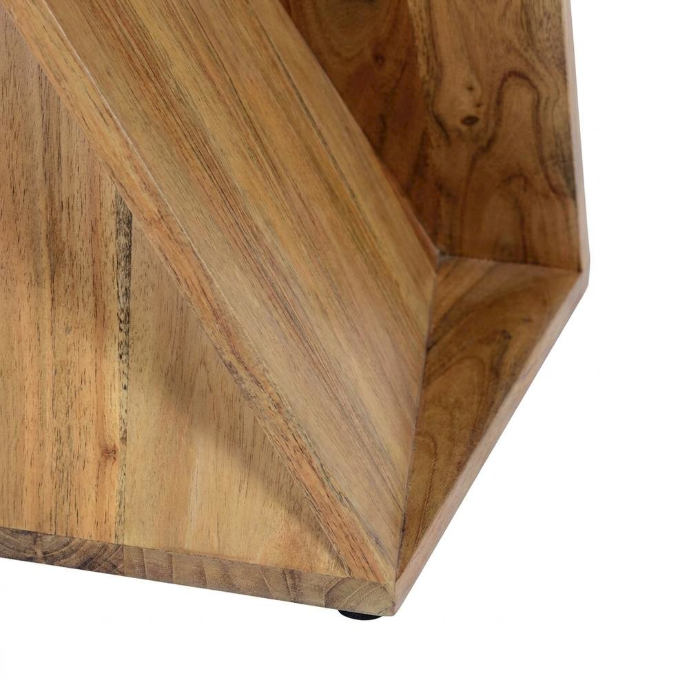 Solid Mango Hardwood Modern Angled End Table, Distressed Finish, Natural