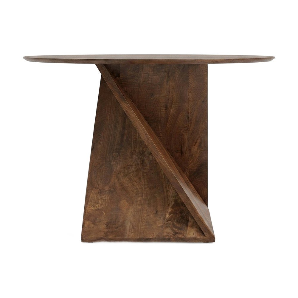 Solid Mango Hardwood Modern Angled End Table, Distressed Finish, Amber