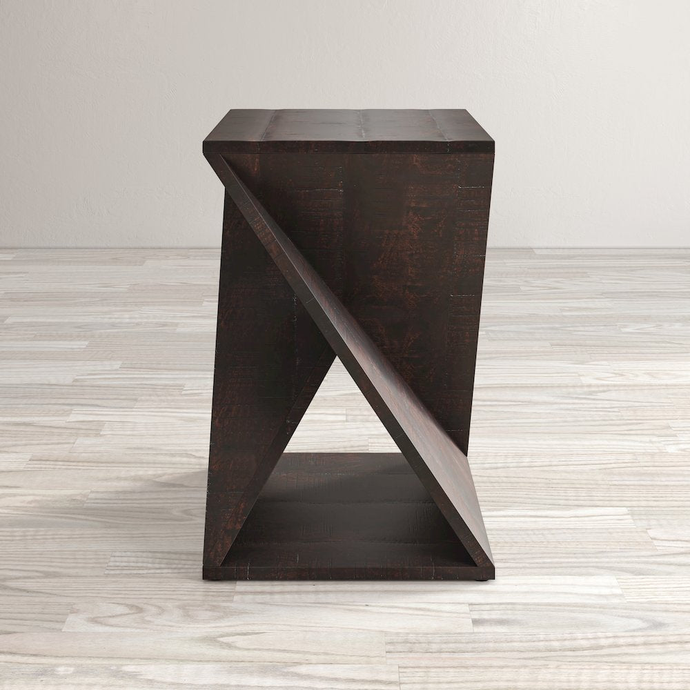 Global Archive Solid Mango Hardwood Modern Angled Jasper Table