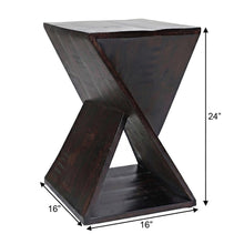 Solid Mango Hardwood Modern Angled End Table, Distressed Finish, Espresso