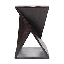 Solid Mango Hardwood Modern Angled End Table, Distressed Finish, Espresso