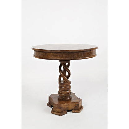 Global Archive Hand Carved Solid Mango Wood Pedestal Table