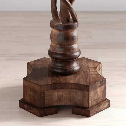 Global Archive Hand Carved Solid Mango Wood Pedestal Table