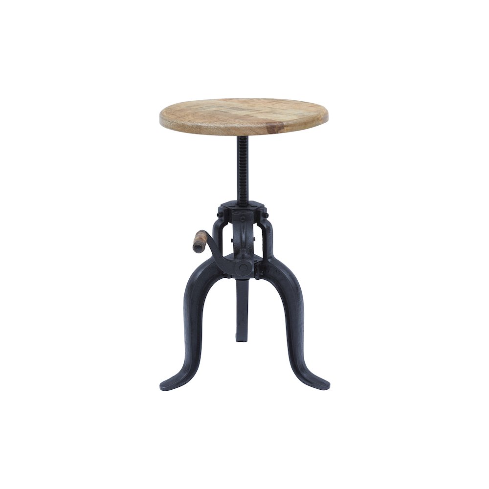 Global Archive Industrial Solid Wood and Iron Crank Table
