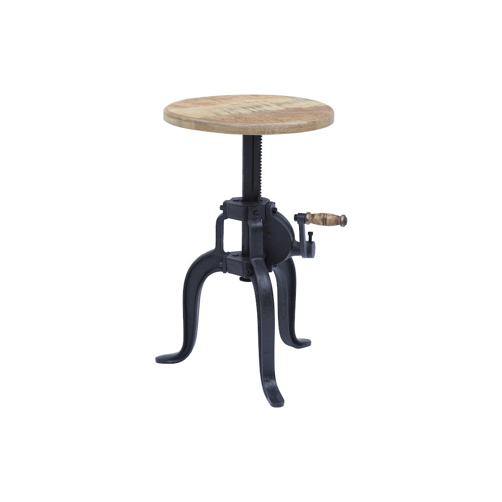 Global Archive Industrial Solid Wood and Iron Crank Table