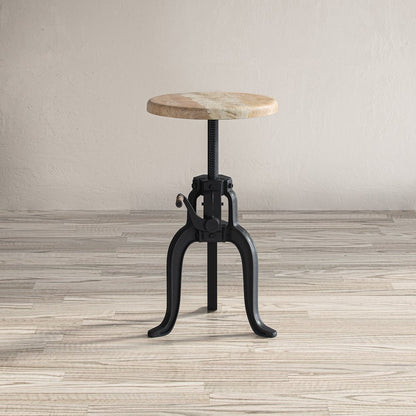 Global Archive Industrial Solid Wood and Iron Crank Table