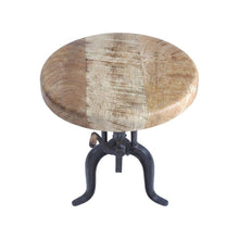 Industrial Mango Wood and Iron Crank Coffee and End Table, Natural and Black