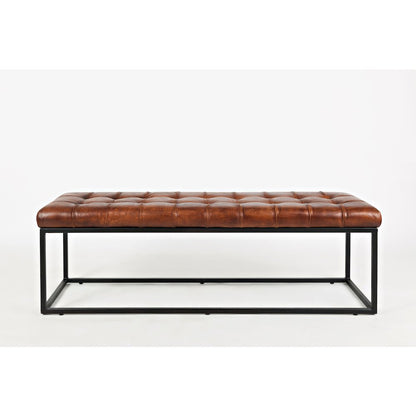 Global Archive 55" Genuine Distressed Leather Ottoman Bench