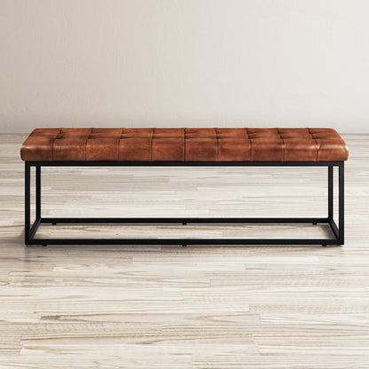 Global Archive 55" Genuine Distressed Leather Ottoman Bench