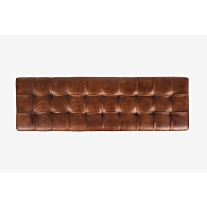 55-Inch Brown Leather Ottoman Bench with Metal for Home Décor